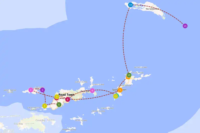 Example route for British Virgin Islands
